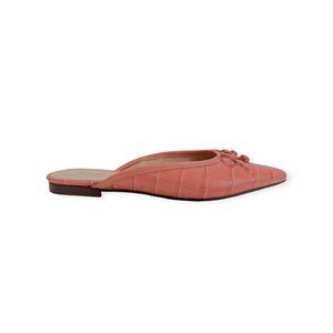 SCHUTZ "Carlene" Rosa Croc Embossed Mule Ballet Flats, Size 6